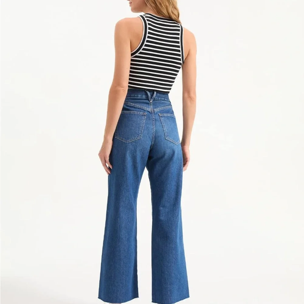 VERONICA BEARD Taylor Cropped High Rise Wide Leg in Bright Blue NWT. - Picture 3 of 6